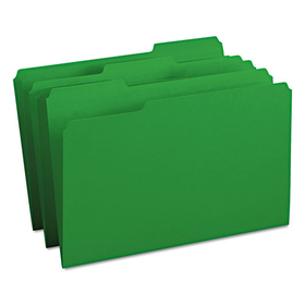 Smead SMD17143 Colored File Folders, 1/3-Cut Tabs: Assorted, Legal Size, 0.75" Expansion, Green, 100/Box