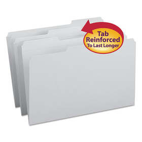 Smead SMD17334 Reinforced Top Tab Colored File Folders, 1/3-Cut Tabs: Assorted, Legal Size, 0.75" Expansion, Gray, 100/Box