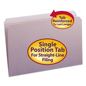 Smead SMD17410 Reinforced Top Tab Colored File Folders, Straight Tabs, Legal Size, 0.75" Expansion, Lavender, 100/Box