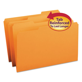 Smead SMD17534 Reinforced Top Tab Colored File Folders, 1/3-Cut Tabs: Assorted, Legal Size, 0.75" Expansion, Orange, 100/Box