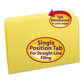Smead SMD17910 Reinforced Top Tab Colored File Folders, Straight Tabs, Legal Size, 0.75" Expansion, Yellow, 100/Box