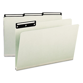 Smead SMD18430 Recycled Heavy Pressboard File Folders with Insertable 1/3-Cut Metal Tabs, Legal Size, 1" Expansion, Gray-Green, 25/Box