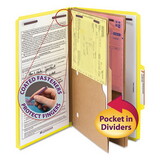 SMEAD MANUFACTURING CO. SMD19084 Pressboard Folders With Two Pocket Dividers, Legal, Six-Section, Yellow, 10/box