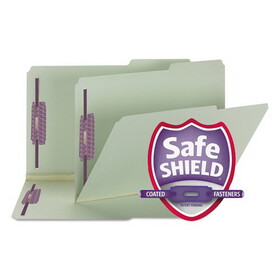 Smead SMD19920 Recycled Pressboard Folders, Two SafeSHIELD Coated Fasteners, 2/5-Cut: Right, 2" Expansion, Legal Size, Gray-Green, 25/Box