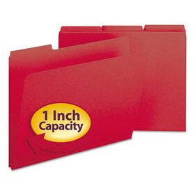Smead SMD21538 Expanding Recycled Heavy Pressboard Folders, 1/3-Cut Tabs: Assorted, Letter Size, 1" Expansion, Bright Red, 25/Box