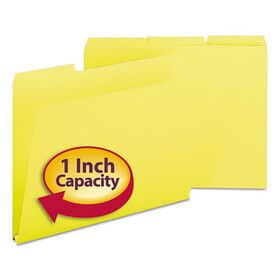 Smead SMD21562 Expanding Recycled Heavy Pressboard Folders, 1/3-Cut Tabs: Assorted, Letter Size, 1" Expansion, Yellow, 25/Box