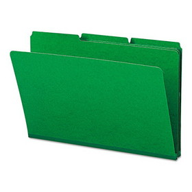 Smead 22546 Expanding Recycled Heavy Pressboard Folders, 1/3-Cut Tabs, 1" Expansion, Legal Size, Green, 25/Box