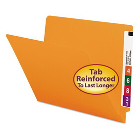 Smead SMD25510 Shelf-Master Reinforced End Tab Colored Folders, Straight Tabs, Letter Size, 0.75" Expansion, Orange, 100/Box