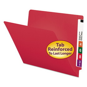 Smead SMD25710 Shelf-Master Reinforced End Tab Colored Folders, Straight Tabs, Letter Size, 0.75" Expansion, Red, 100/Box