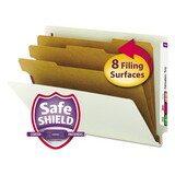 Smead SMD26820 End Tab Pressboard Classification Folder, Eight SafeSHIELD Fasteners, 3