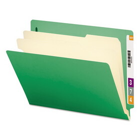 Smead SMD26837 Colored End Tab Classification Folders with Dividers, 2" Expansion, 2 Dividers, 6 Fasteners, Letter Size, Green, 10/Box