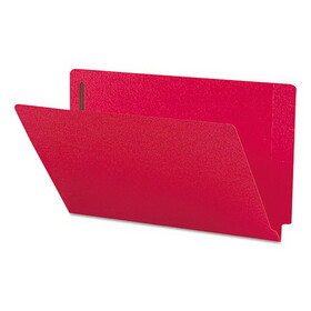 Smead SMD28740 Heavyweight Colored End Tab Fastener Folders, 0.75" Expansion, 2 Fasteners, Legal Size, Red Exterior, 50/Box