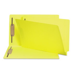 Smead SMD28940 Heavyweight Colored End Tab Fastener Folders, 0.75" Expansion, 2 Fasteners, Legal Size, Yellow Exterior, 50/Box