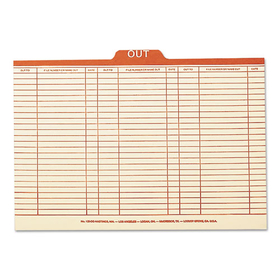 SMEAD MANUFACTURING CO. SMD53910 Charge-Out Record Guides, 1/5, Red "out" Tab, Manila, Legal, 100/box