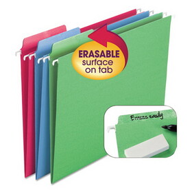 Smead SMD64031 Erasable Fastab Hanging Folders, 1/3-Cut, Letter, 11 Point St, Assorted, 18/box