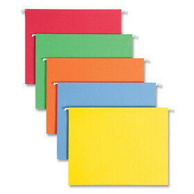 Smead SMD64059 Colored Hanging File Folders with 1/5 Cut Tabs, Letter Size, 1/5-Cut Tabs, Assorted Bright Colors, 25/Box