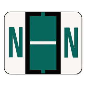 Smead SMD67084 A-Z Color-Coded Bar-Style End Tab Labels, Letter N, Dark Green, 500/roll