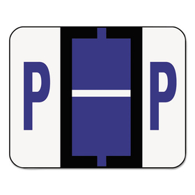 Smead SMD67086 A-Z Color-Coded Bar-Style End Tab Labels, Letter P, Violet, 500/roll