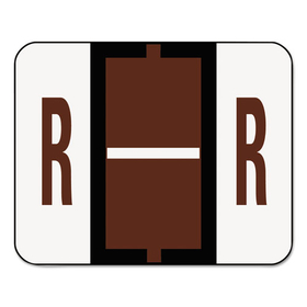 Smead SMD67088 A-Z Color-Coded Bar-Style End Tab Labels, Letter R, Brown, 500/roll