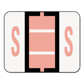 Smead SMD67089 A-Z Color-Coded Bar-Style End Tab Labels, Letter S, Pink, 500/roll