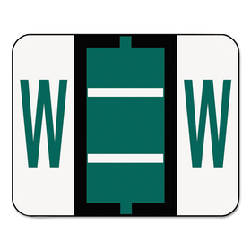 Smead SMD67093 A-Z Color-Coded Bar-Style End Tab Labels, Letter W, Dark Green, 500/roll