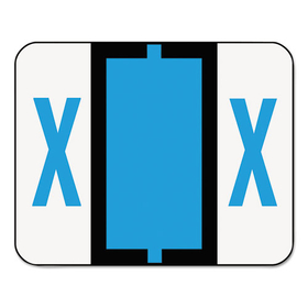 Smead SMD67094 A-Z Color-Coded Bar-Style End Tab Labels, Letter X, Blue, 500/roll