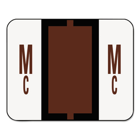 Smead SMD67097 A-Z Color-Coded Bar-Style End Tab Labels, Letters Mc, Brown, 500/roll