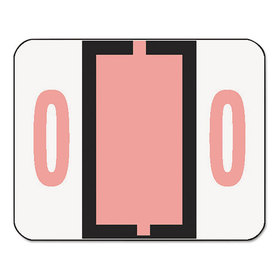 Smead SMD67370 Single Digit End Tab Labels, Number 0, Pink, 500/roll