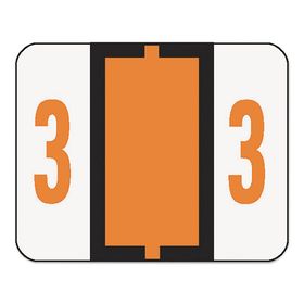Smead SMD67373 Single Digit End Tab Labels, Number 3, Dark Orange, 500/roll