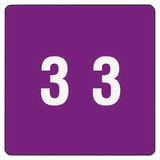 Smead 67423 Numerical End Tab File Folder Labels, 3, 1.5 x 1.5, Purple, 250/Roll