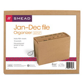 Smead SMD70186 Indexed Expanding Kraft Files, 12 Sections, Elastic Cord Closure, 1/12-Cut Tabs, Letter Size, Kraft