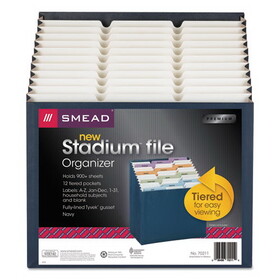 Smead SMD70211 Stadium File, 12 Sections, 1/12-Cut Tabs, Letter Size, Navy