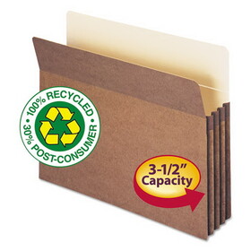 Smead 73205 100% Recycled Top Tab File Pockets, 3.5" Expansion, Letter Size, Redrope, 25/Box