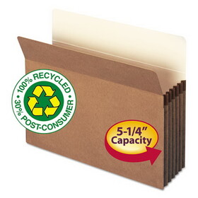 Smead SMD73206 Recycled Top Tab File Pockets, 5.25" Expansion, Letter Size, Redrope, 10/Box