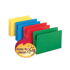 Smead SMD73550 Poly Drop Front File Pockets, 3.5" Expansion, Legal Size, Assorted Colors, 4/Box