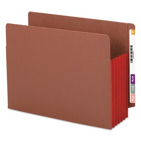 Smead SMD73696 Redrope Drop-Front End Tab File Pockets, Fully Lined 6.5" High Gussets, 5.25" Expansion, Letter Size, Redrope/Red, 10/Box