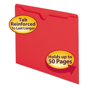 Smead SMD75509 Colored File Jackets with Reinforced Double-Ply Tab, Straight Tab, Letter Size, Red, 100/Box