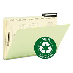 Smead SMD78208 Pressboard Mortgage Folders, 1" Expansion, 8 Dividers, 1 Fastener, Legal Size, Green Exterior, 10/Box