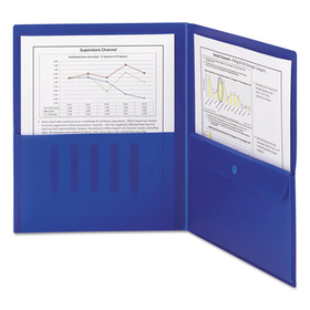 Smead SMD87701 Poly Two-Pocket Folder with Security Pocket, 11 x 8 1/2, Blue, 5/Pack