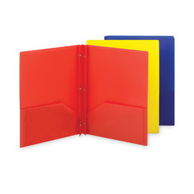 Smead SMD87746 Poly Two-Pocket Folder with Fasteners, 130-Sheet Capacity, 11 x 8.5, Assorted, 6/Pack