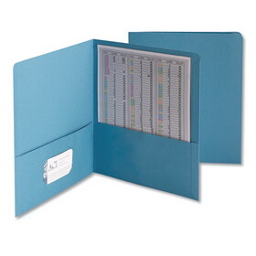 Smead SMD87852 Two-Pocket Folder, Embossed Leather Grain Paper, 100-Sheet Capacity, 11 x 8.5, Blue, 25/Box