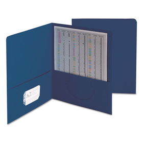 Smead SMD87854 Two-Pocket Folder, Textured Paper, 100-Sheet Capacity, 11 x 8.5, Dark Blue, 25/Box