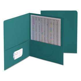 Smead SMD87867 Two-Pocket Folder, Textured Paper, 100-Sheet Capacity, 11 x 8.5, Teal, 25/Box