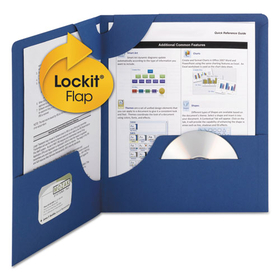 Smead SMD87982 Lockit Two-Pocket Folder, Textured Paper, 100-Sheet Capacity, 11 x 8.5, Dark Blue, 25/Box