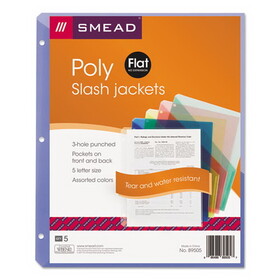 Smead SMD89505 Organized Up Poly Slash Jackets, 2-Sections, Letter Size, Assorted Colors, 5/Pack