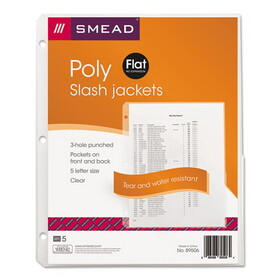 Smead SMD89506 Organized Up Poly Slash Jackets, 2-Sections, Letter Size, Clear, 5/Pack