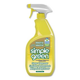 Simple Green SMP14002 Industrial Cleaner and Degreaser, Concentrated, Lemon, 24 oz Spray Bottle, 12/Carton