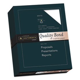 Southworth SOU3162010 Quality Bond Business Paper, 95 Bright, 20 lb Bond Weight, 8.5 x 11, White, 500/Ream