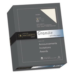 SOUTHWORTH COMPANY SOU934C Granite Specialty Paper, Ivory, 24lb, 8 1/2 X 11, 25% Cotton, 500 Sheets