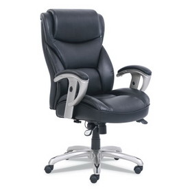 SertaPedic SRJ49416BLK Emerson Big and Tall Task Chair, Supports Up to 400 lb, 19.5" to 22.5" Seat Height, Black Seat/Back, Silver Base